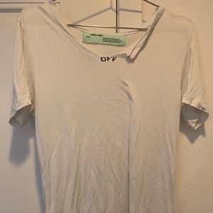 Off white cotton t-shirt with logo on front XS